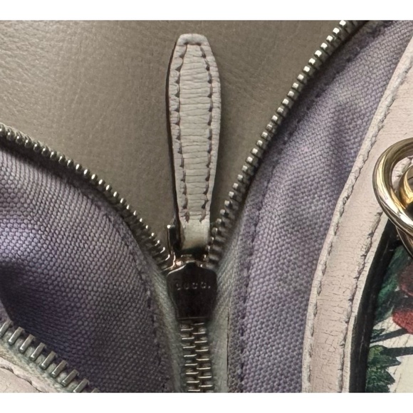 Authentic Gucci Floral Canvas White Leather Dome Satchel Crossbody Bag - Picture 11 of 15
